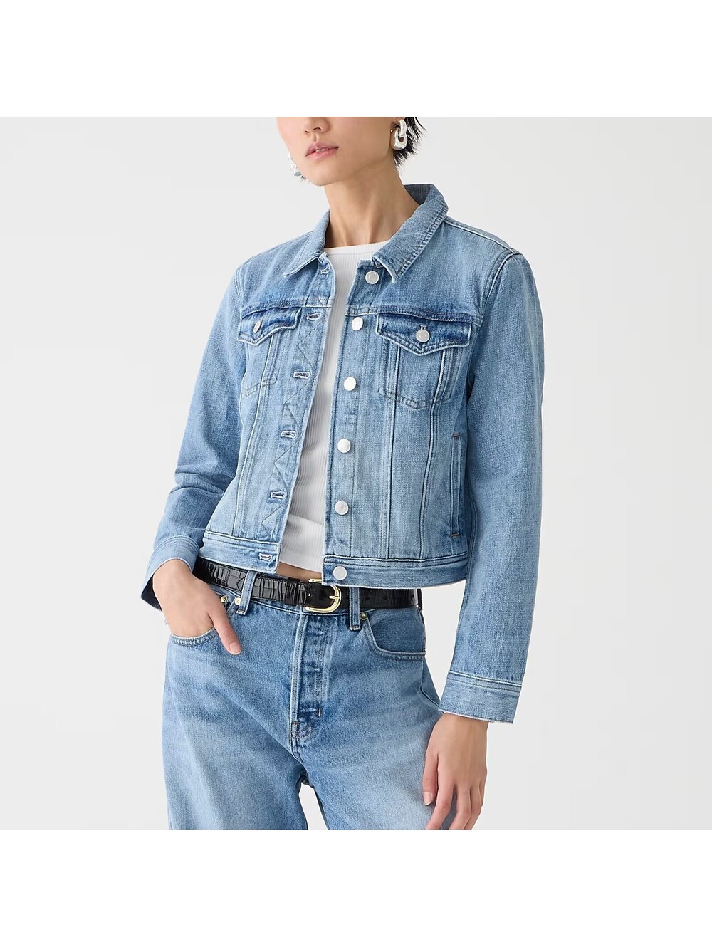 J.Crew Classic Denim Trucker Jeans Jacket, Women's Medium, 100% Cotton